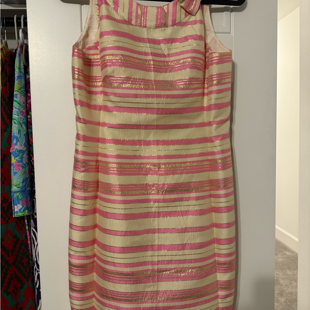 Lilly Pulitzer Pink and Tan Sheath Dress for Weddings